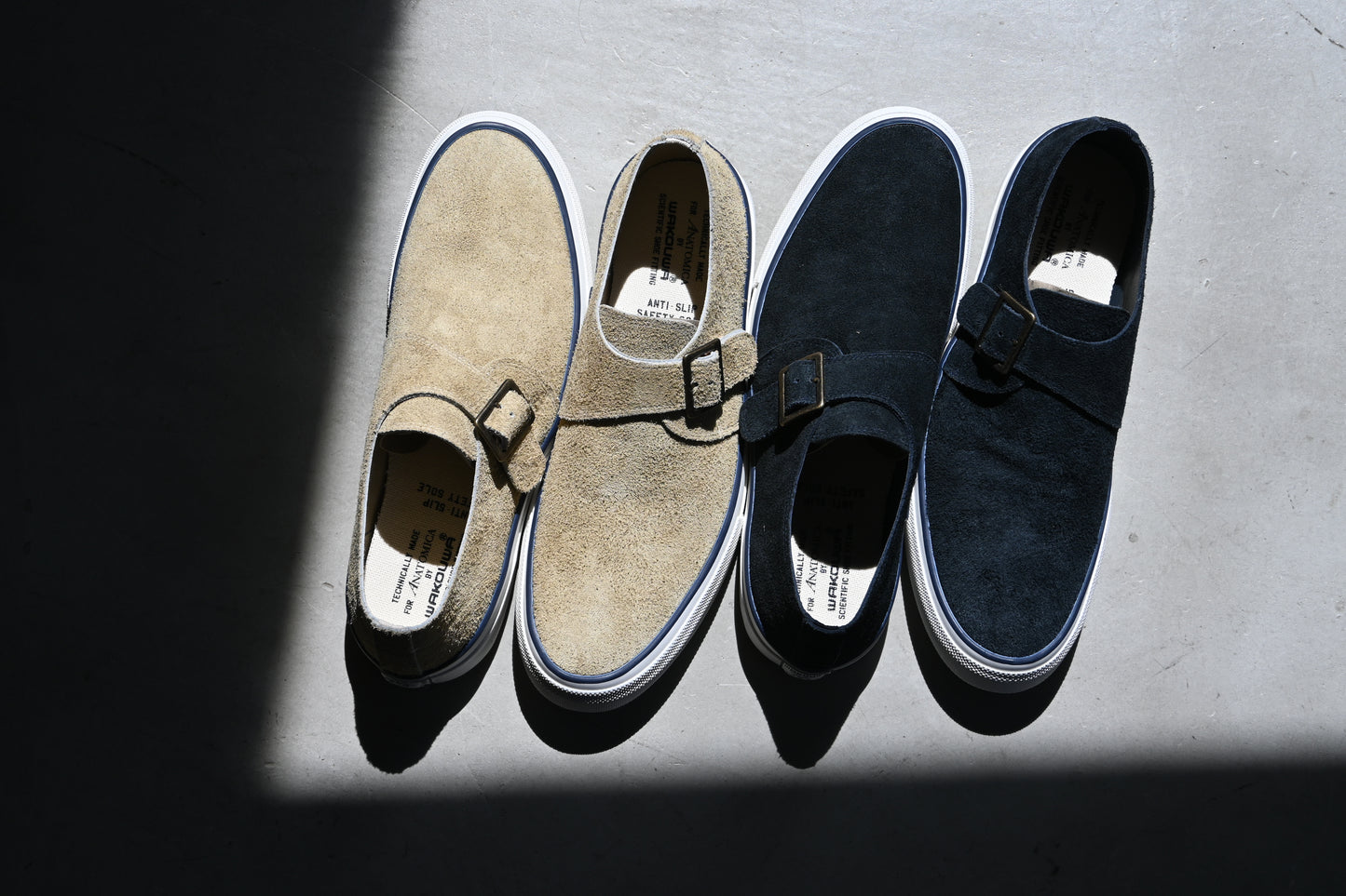 WAKOUWA DECK SHOES SUEDE MONK LOW UNLINED