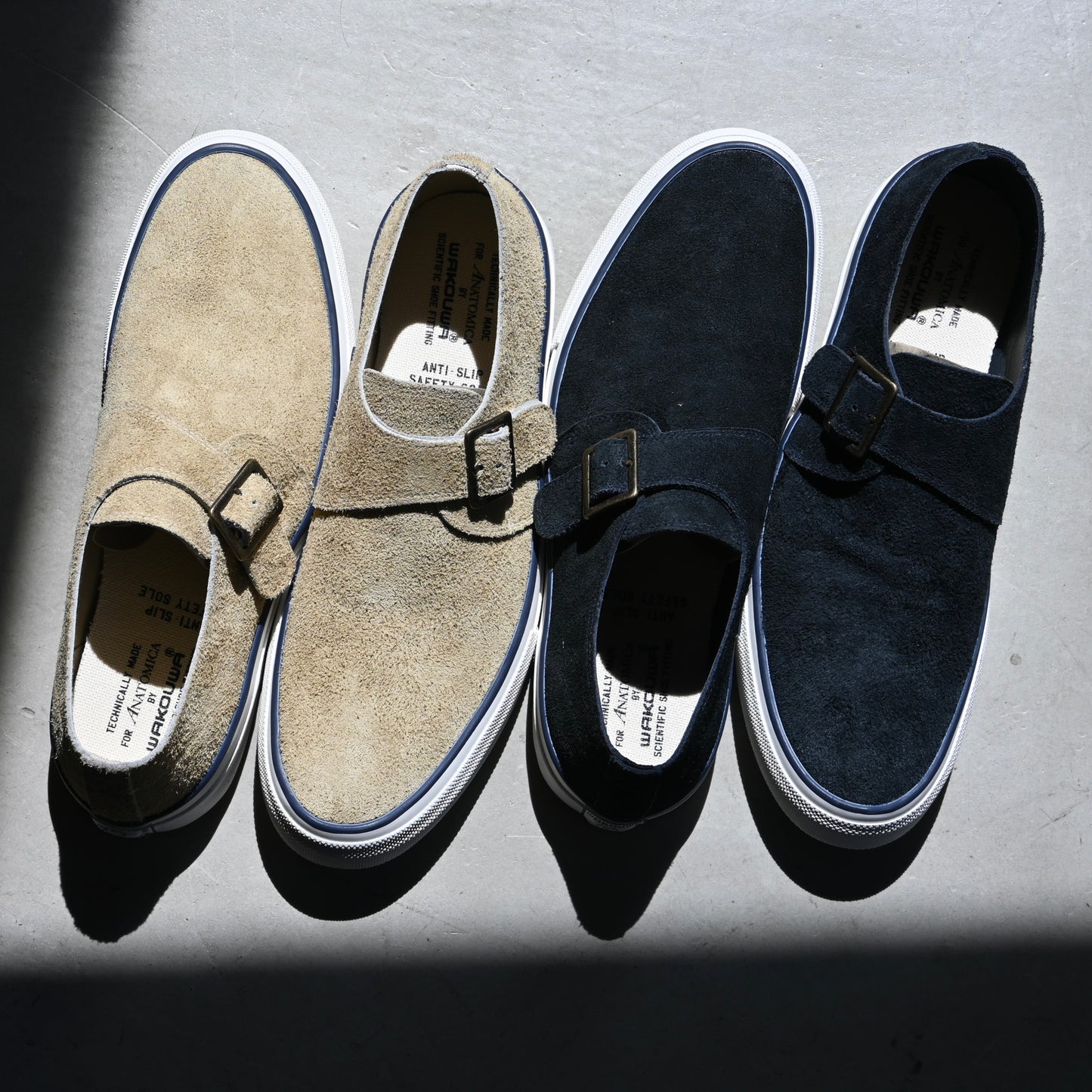 WAKOUWA DECK SHOES SUEDE MONK LOW UNLINED